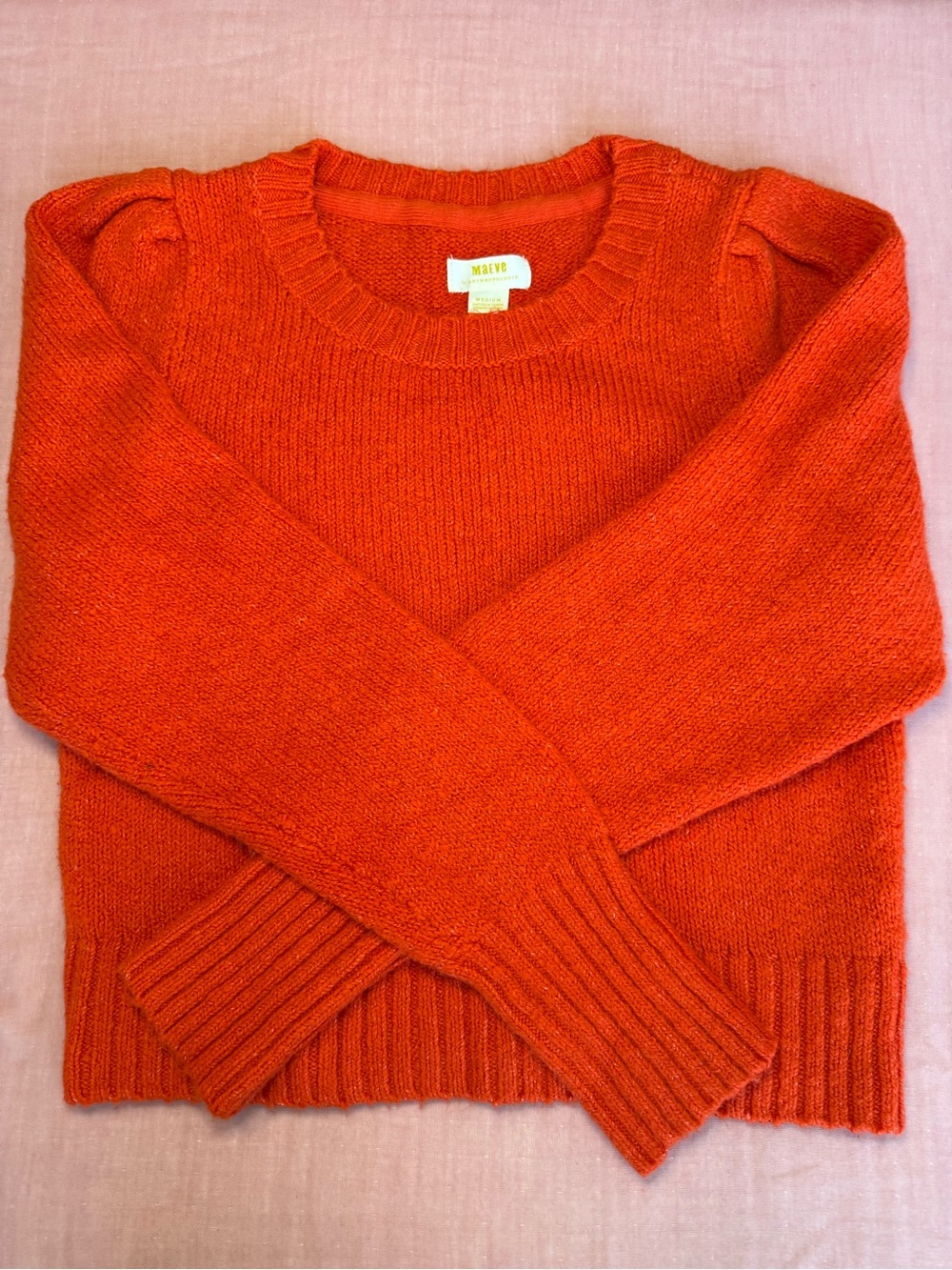 Maeve Red Crewneck Puff-Sleeve Sweater - Picture 9 of 9